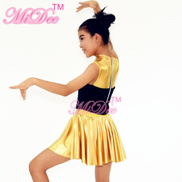 Hip Hop Dance Outfits Lacing Across Middle Font Bodice Metallic Stretch Neoprene Dress