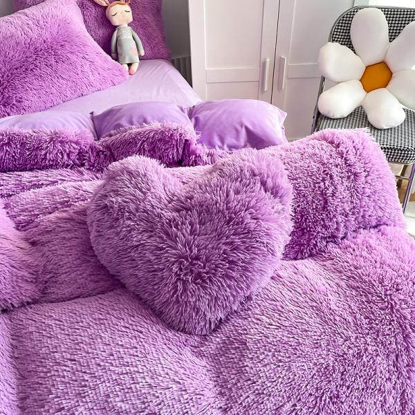 Двойная королева король твердый цвет утолщенный теплый винк бархатный 4 шт.