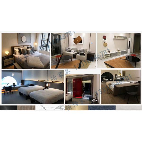 Kota Semarang hotel bedroom furniture fabric bed with metal racks and solid wood table desk