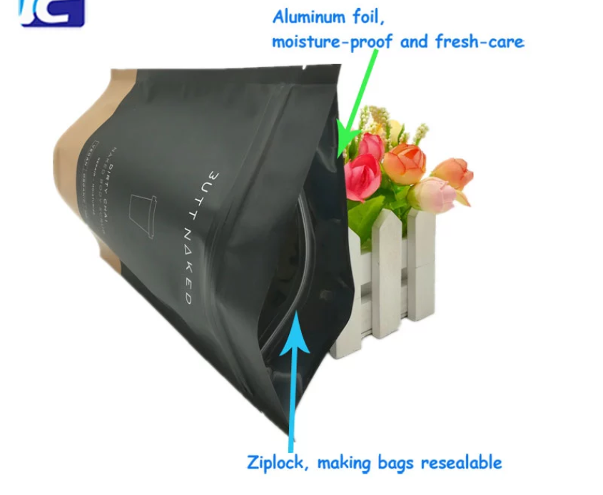 Gravure Printing 92mic Foil Ziplock Bags For Cookie Packing Stand Up Bags With Zipper