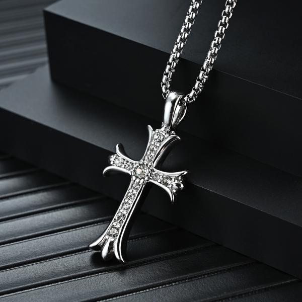 With Diamond Metal Prayer Choker for Men Stainless Steel Link Chain Necklaces Fine Jewelry Anniversary Occasion