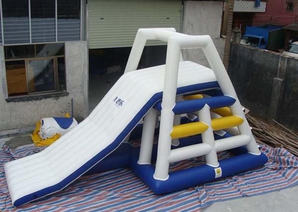 Attractive Fire - Proof White / Blue Inflatable Water Park Slides For Sea / Lake / Pool