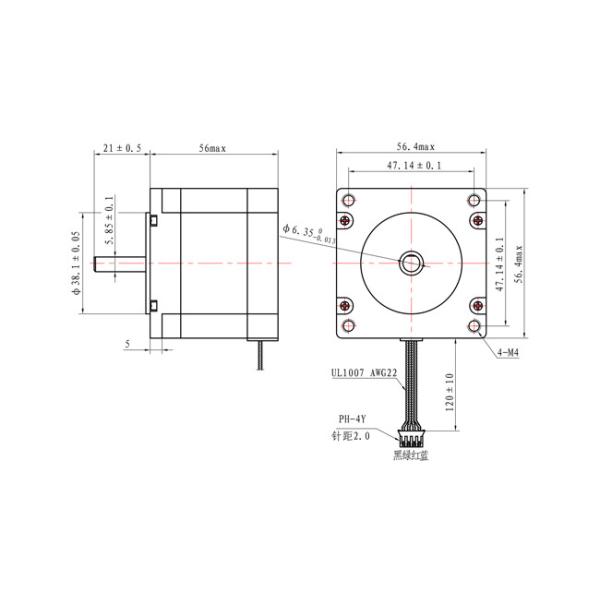Nema 23 двухполярное 1.2Nm 2.8A 2.5V 4 связывает проволокой Stepper мотор 57x56mm для автоматизации