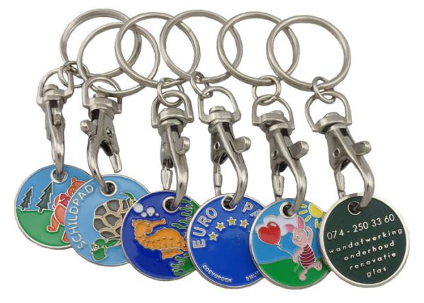 High Quality Supper Market Iron / Brass / Copper Trolley Coin with Key Chain