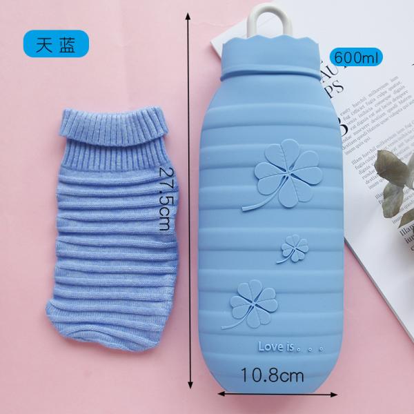 Прозрачная винтовая крышка Классическая силиконовая бутылка с горячей водой для менструального отопления кровати