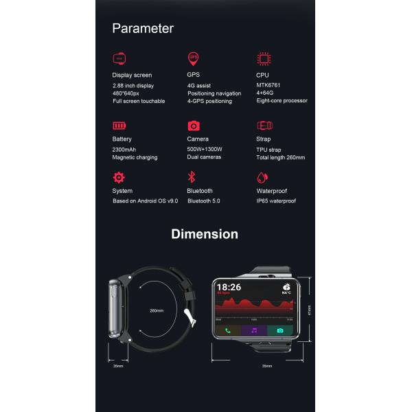 Smartwatch Bluetooth монитора тарифа сердца дозора MTK6761 4GB+64GB телефона запястья операционной системы андроида 9,0 дозора S999 4G умный для Androi