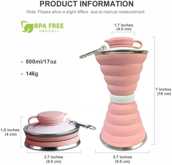 OEM Folding Silicone Collapsible Water Bottles Customized 500ml
