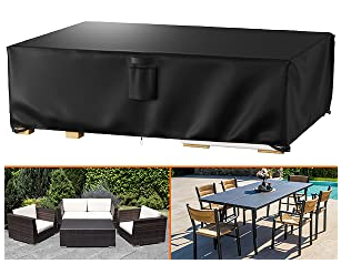 Outdoor Waterproof Patio Furniture Covers,420D Oxford Polyester Black Rectangular Sectional Furniture Set Covers