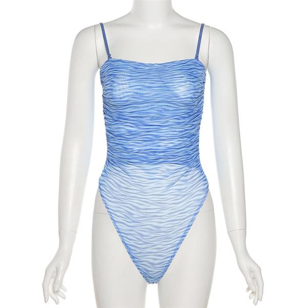 One Line Neck Ladies Camisole Tank Tops See Through Net Gauze Printing