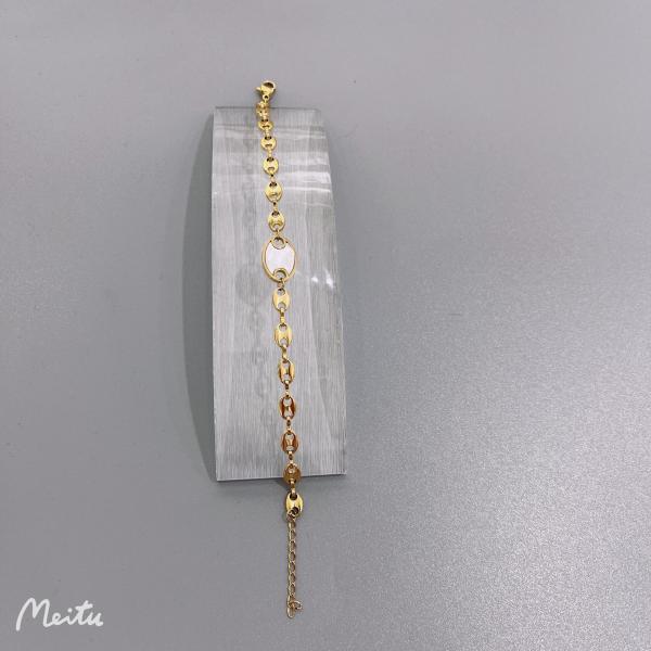 16cm Anniversary Shell Charm Bracelet Stainless Gold Link Bracelet Womens