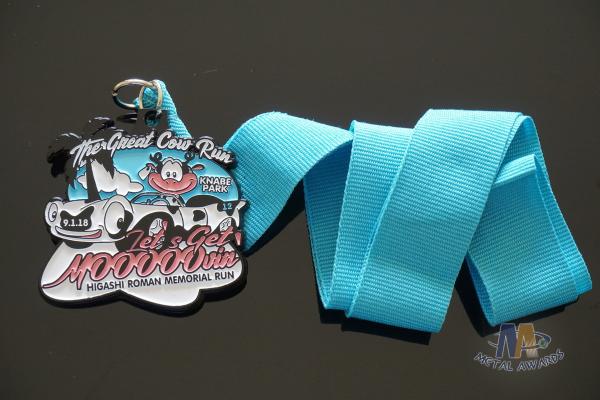 Great Cow Run Metal Award Medals Sport Softball Events Medallion Spray Black Plating