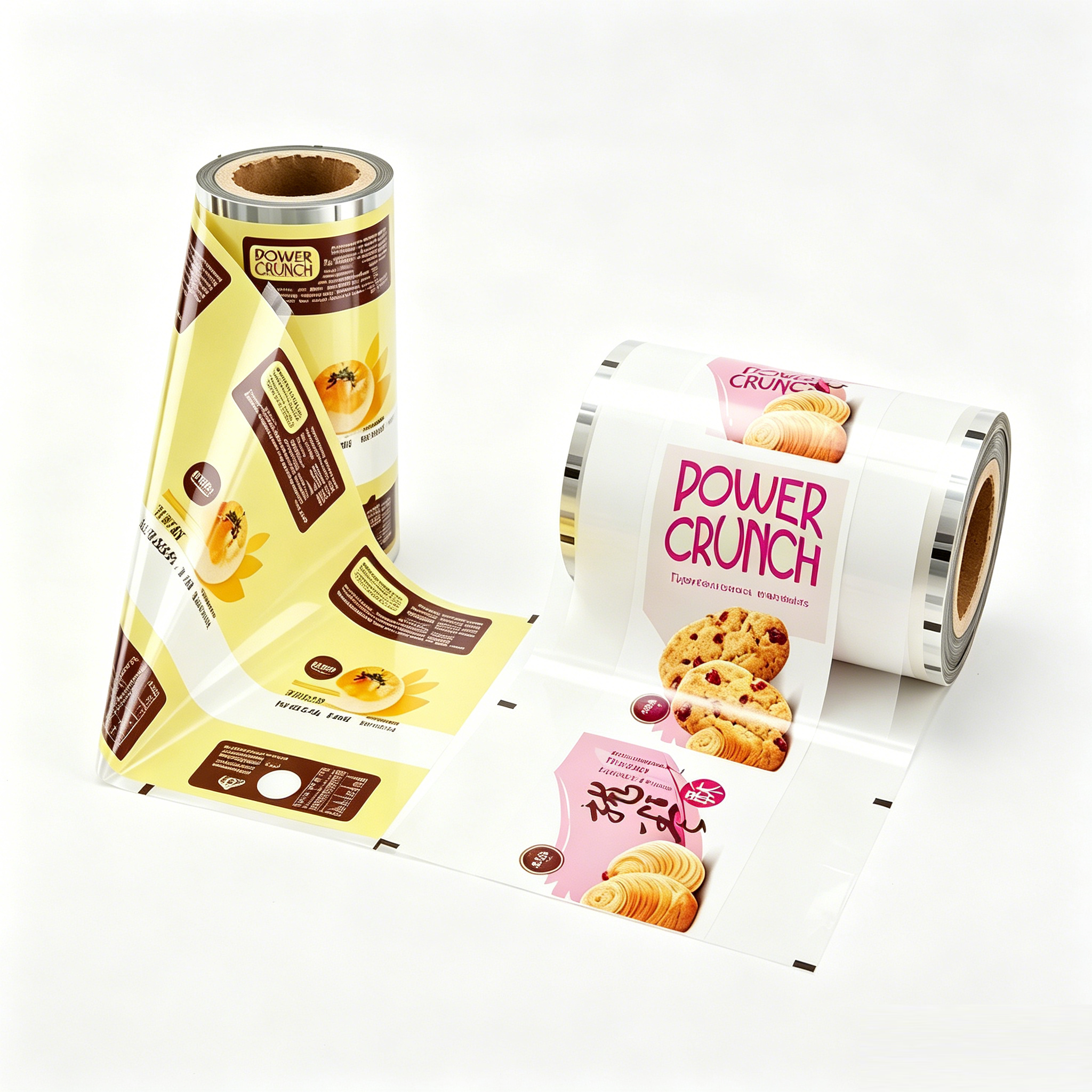 Food Grade Composite Packaging Roll Film For Fruit Flavored Small Cakes Meringue Cookies | BOPP/CPP BOPP/VMPET Laminated Automatic Packing Roll Stock For Baked Pastry OEM Custom Printed