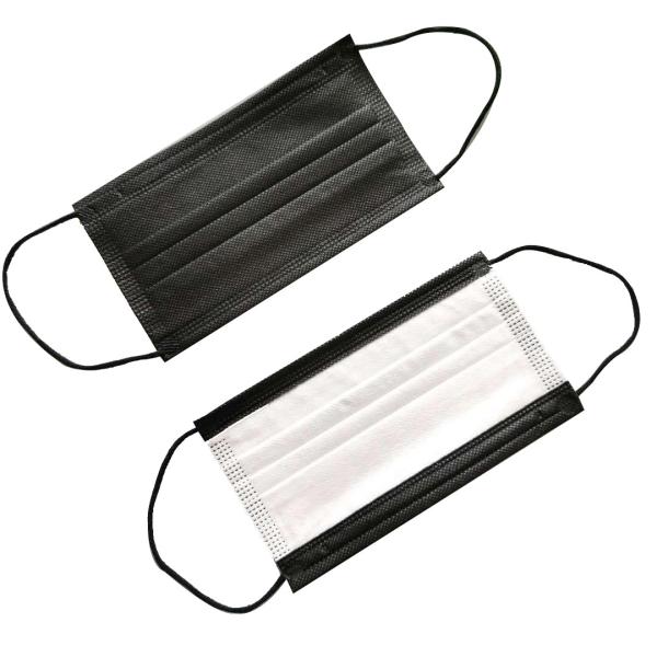 Black Disposable Trilayer Surgical Chins Masks Protective With EU Standards