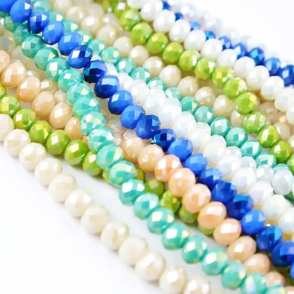 Glass Facetted Beads Lampwork Loose Round Glass Crystal Glass Rondelle Loose Beads