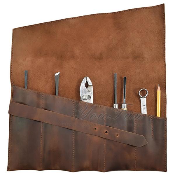 Full Grain Leather Custom Knife Bags Lightweight For Outdoor Camping / Picnic