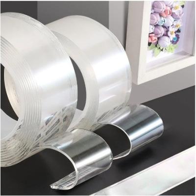 Washable Nano Double Sided Tape for Hook/Kitchen/Bathroom 1mm/2mm x 50mm Transparent