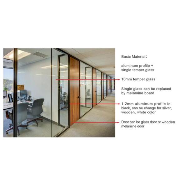 EBUNGE 10mm Environmental Aluminum Tempered Single Glass Office Partition Walls