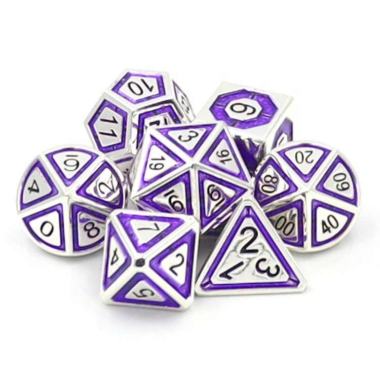 Zinc Alloy Metal Dice Set with Custom Colors and 14-20mm Size for DND & RPGs