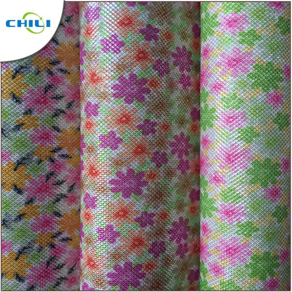 Shoes Printed Faux Leather Fabric , Leatherette Upholstery Fabric Easy Cleaning