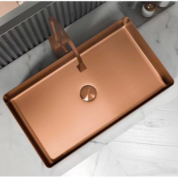 Stainless Steel 304 Luxury Vessel Sinks , Bathroom Wash Sink With Nano Plating PVD Brushed