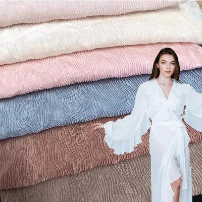 Crepe chiffon da tela tecida 80-120gsm do crepe do poliéster da forma que alinha o material