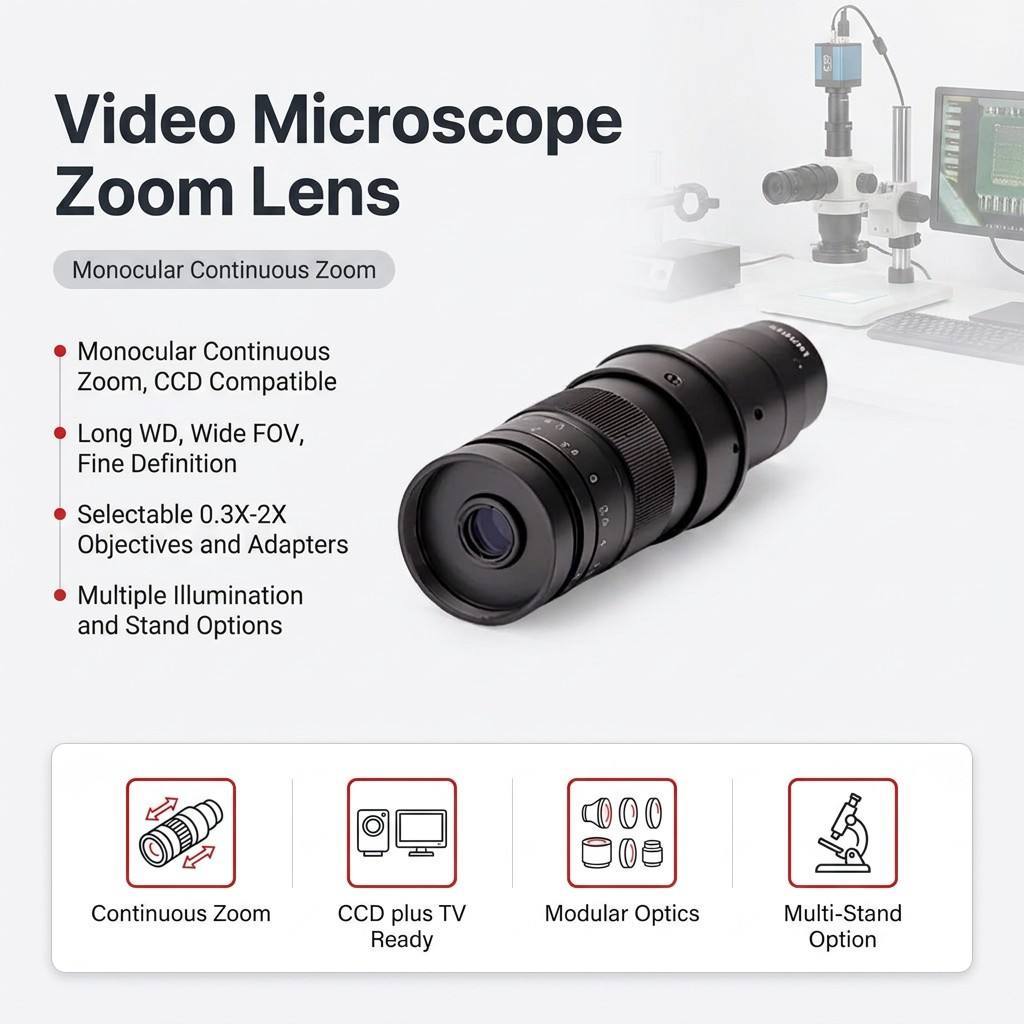 Supplier Monocular Zoom Lens for Video Microscope HD CCD Long WD Wide FOV Multi Objective Adapter MSS-L-001