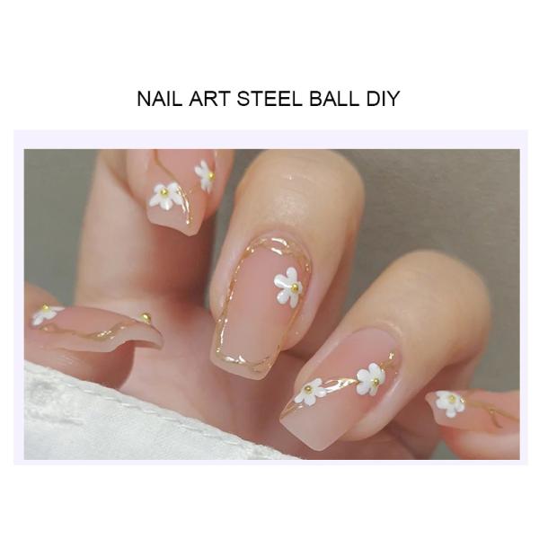 Steel Balls 3D Nail Art Decorations 6 Grid Mixed Metal Round Bead Nail Charms in Bulk