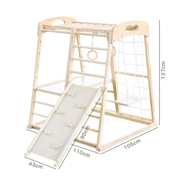 Children Gymnastics Wooden Climbing Frame Climbing Rocks Net Ladder Pull Up Bar Play Tent Indoor