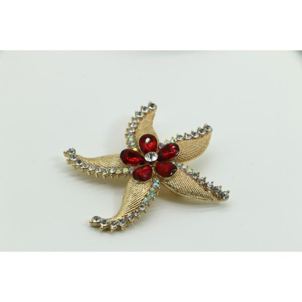 Five Pointed Star Brooch Pins For Clothes Gold Inlaid Diamond OEM ODM