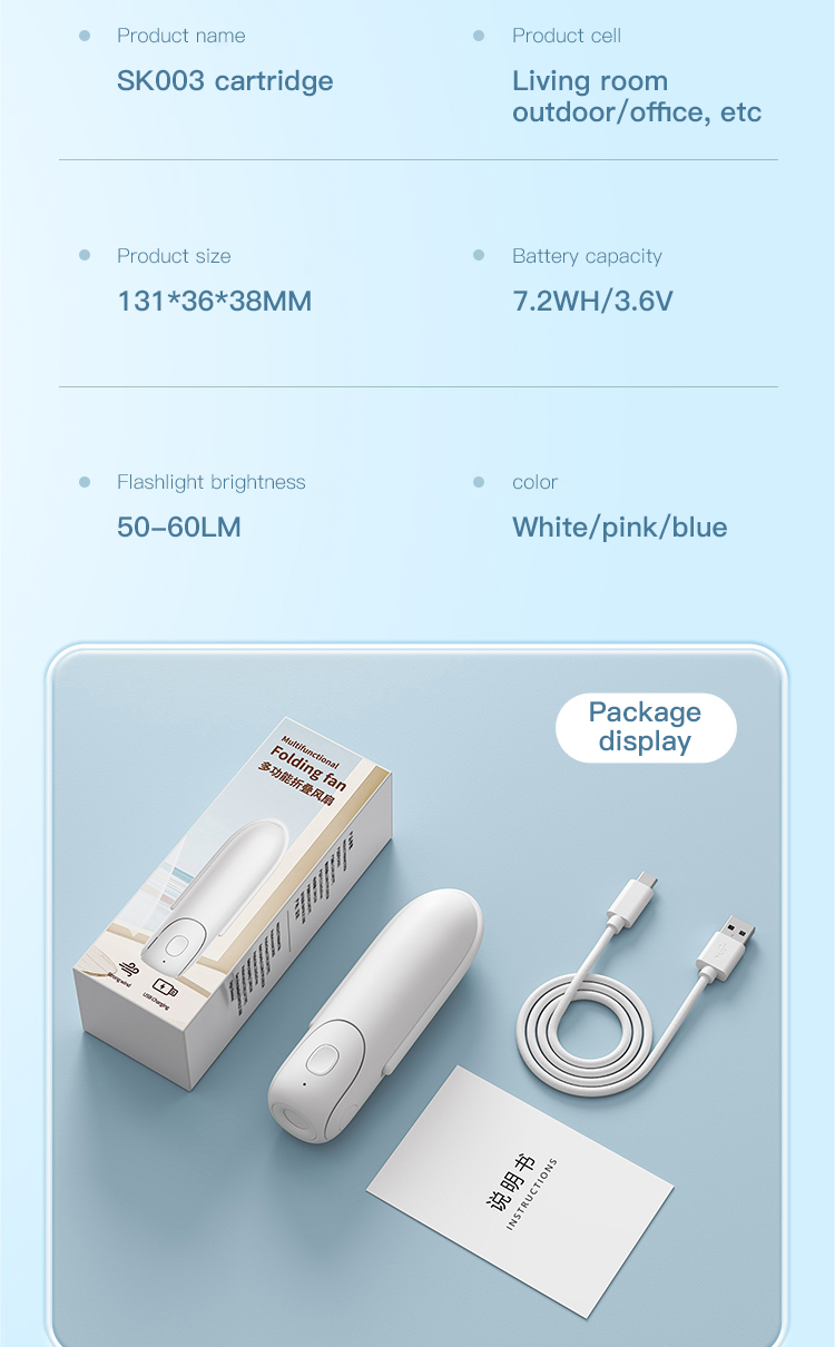 Portable Cooling Hand Fan 1200mAh Outdoor Rechargeable Mini Air Cooler Foldable Handheld Fan With Led Light Power Bank