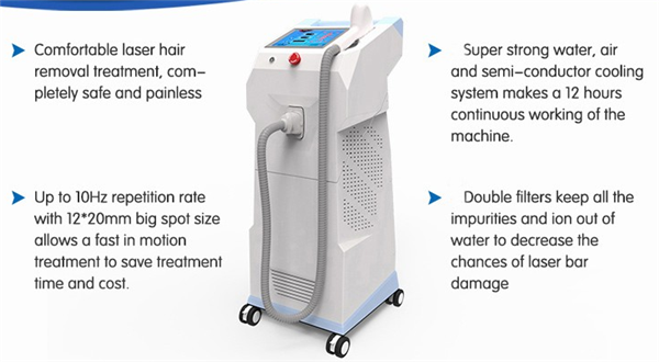 diode laser hair removal machine super cooling system make sure the machine nonstop work 12 hours