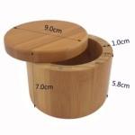 Bamboo Round Salt Box with Magnetic Lid Laser Engraving
