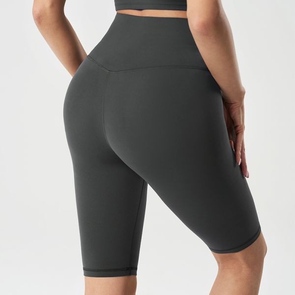 High Waisted Women Yoga Shorts Nylon Spandex Blend Tummy Control 5