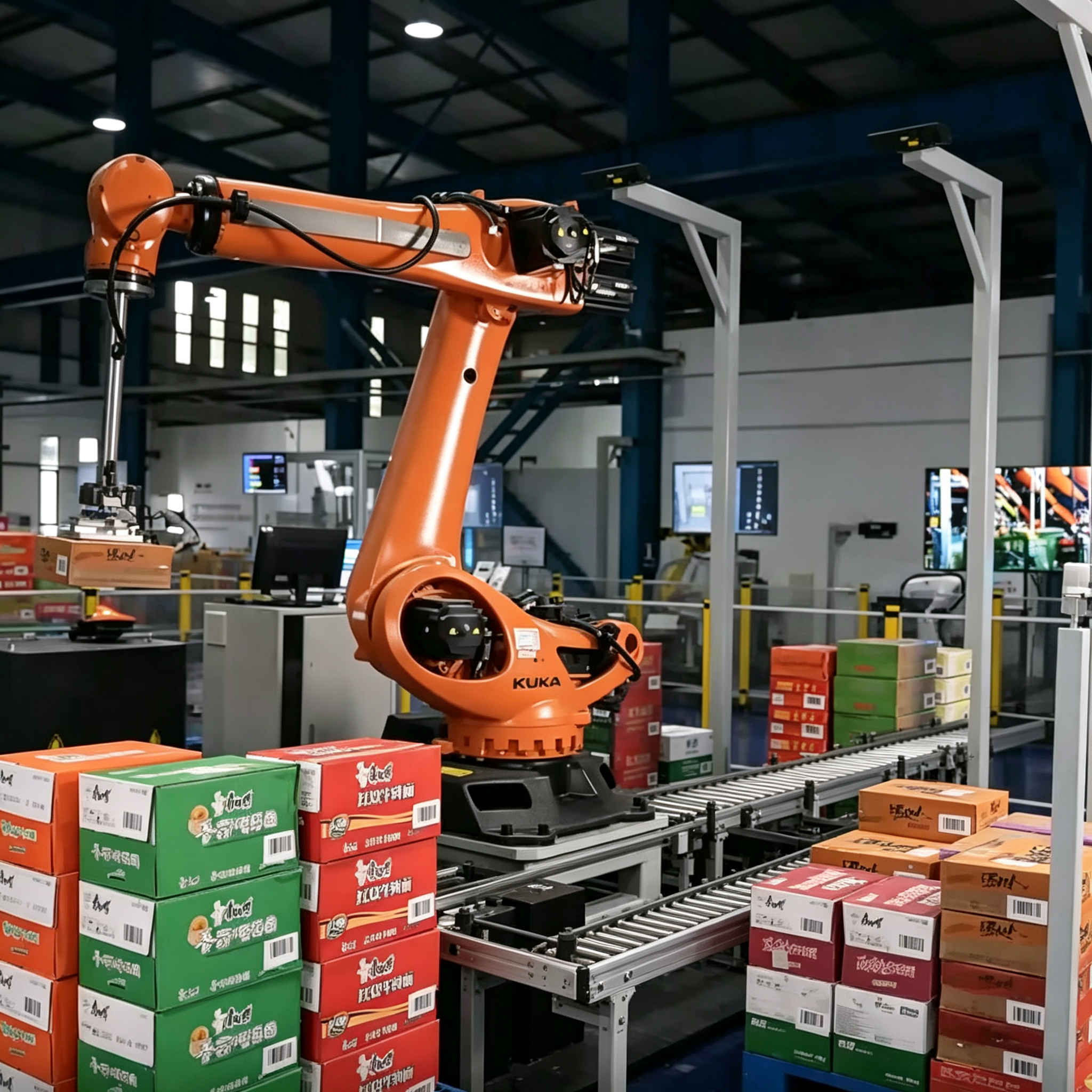 KUKAKR300 R2700-2 6Axis RoboticArm Solid Round Steel Billets Load & Unload with Pneumatic Gripper for Metal Hot Forging Industry