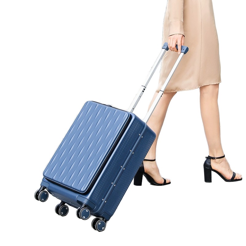 Stylish Aluminum PC Luggage Travel Front Opening Hardside Luggage With Wheel