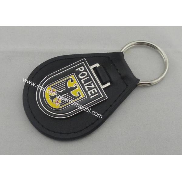 Iron Personalized Leather Keychains And Germany Polizei Leather Key Chain
