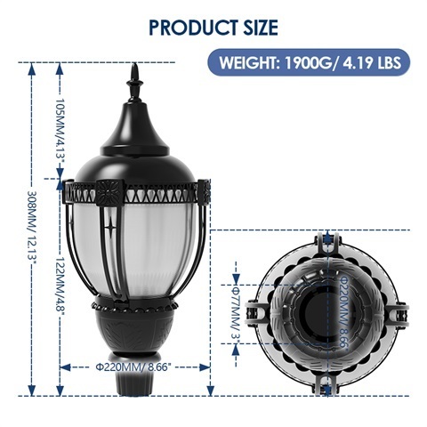 UL Outdoor LED Post Top Light Us Stock IP65 Aluminum 30W 50W 60W 80W 100W LED Garden Light For Parking Area Yard