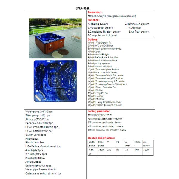 hot tub ,Outdoor Bathtub,swim spa,whirlpool,bahtub ,hot bathtub,swing pool SPAF-314A
