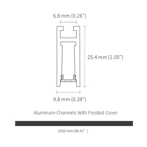 Anodized 9.8*44.3mm Slim Aluminium Profile Indoor Suspended