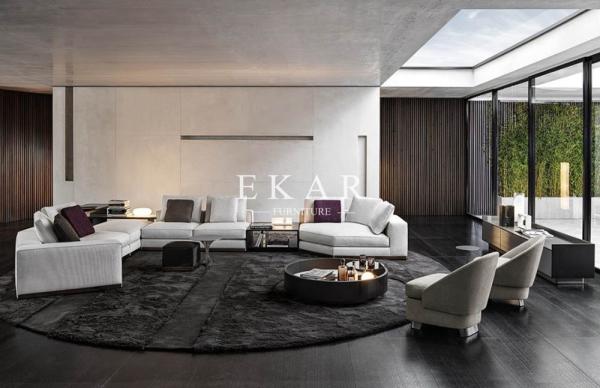 Upholstered Wide European Style Furniture Metal Legs L Shape Modern Sofa Set