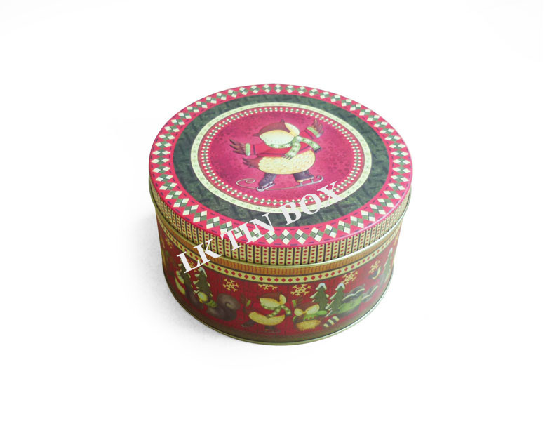 Premium Christmas Cake Cookie Tin Box With PET Window / CMYK Printing OEM