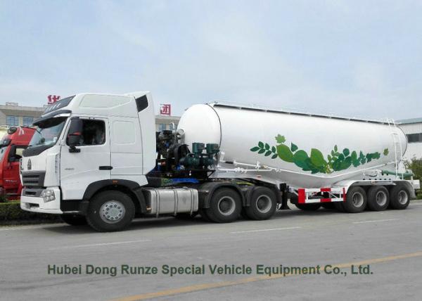 Steel Bulk Cement Powder Tank Semi Trailer 3 Axle V Shape 66cbm With Air Compressor