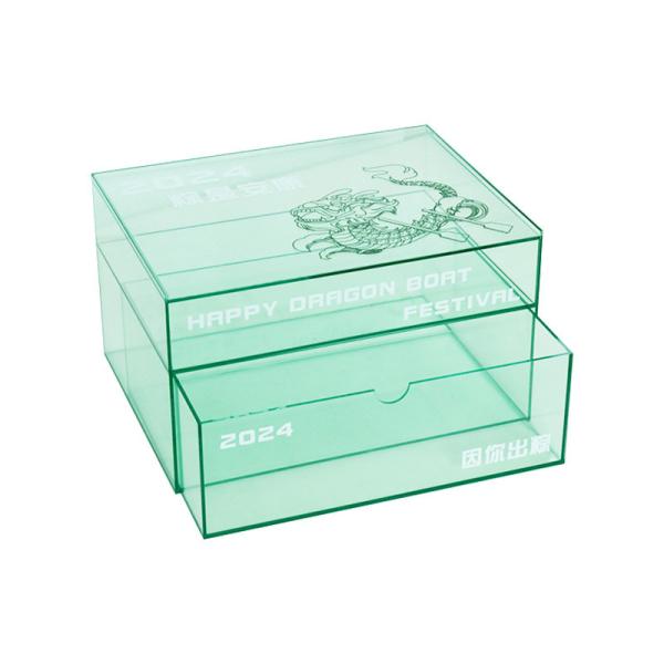 Transparent Green Acrylic Organizer Box Plexiglass Jewelry Cosmetic Box With Drawer