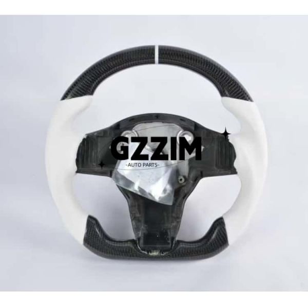 Hot Selling Black & White Carbon Fiber Car Steering Wheel for Tesla Model 3 Model Y