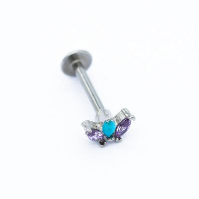 ODM azul traseiro liso do OEM de Marquise Gems da joia da perfuração de 4mm Labret