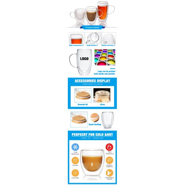 12 унций 16 унций двойные стеклянные чашки латте Боросиликат стеклянный чайный стакан для барбекю