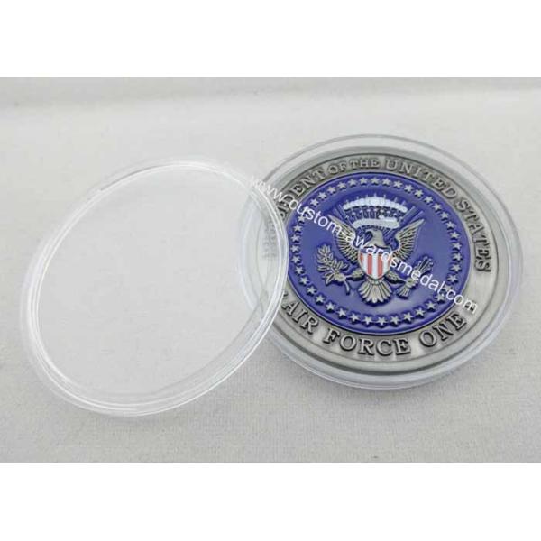 Metal Air Force One Coin / Zinc Alloy Personalized Enamel Coins with Antique Silver Plating