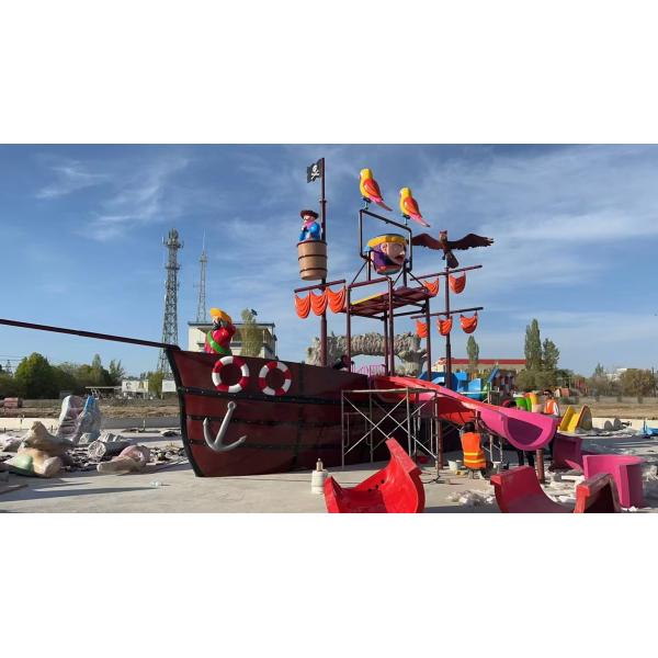 Large Holiday Resort Fiberglass Pirate Ship boat with slide