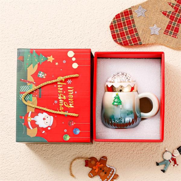 Gradient Color Christmas Ceramic Gift Boxed Mugs 2024 Delicacy Design 6.8cm*11cm 2 Colors