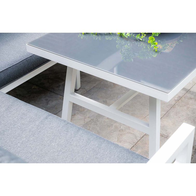 Aluminum Outdoor Dining Table Garden Furniture Set with Bench by AJUNION